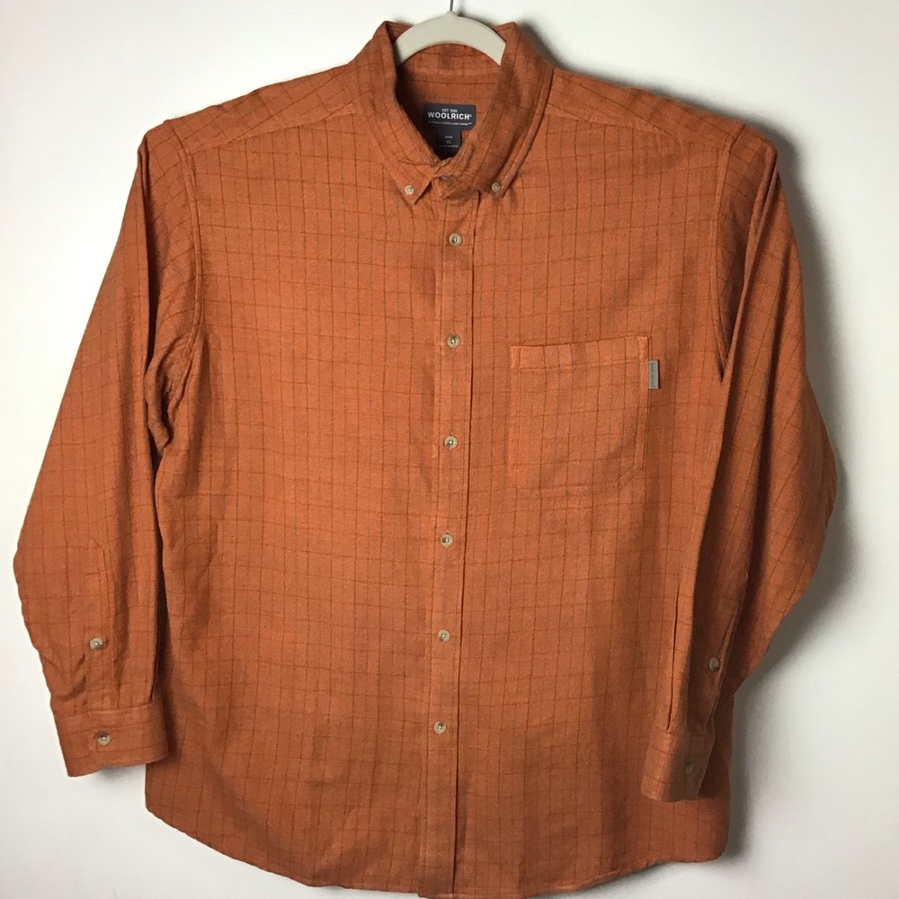 Woolrich orange plaid l/s button down shirt. XL